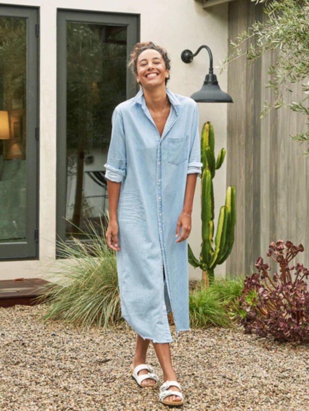 New! Frank & Eileen Classic Blue Rory Shirt Midi Dress Size Large 8423 - Picture 3 of 16